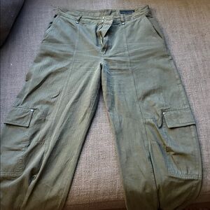 Zara Olive Green Wide-Leg Cargo Trousers